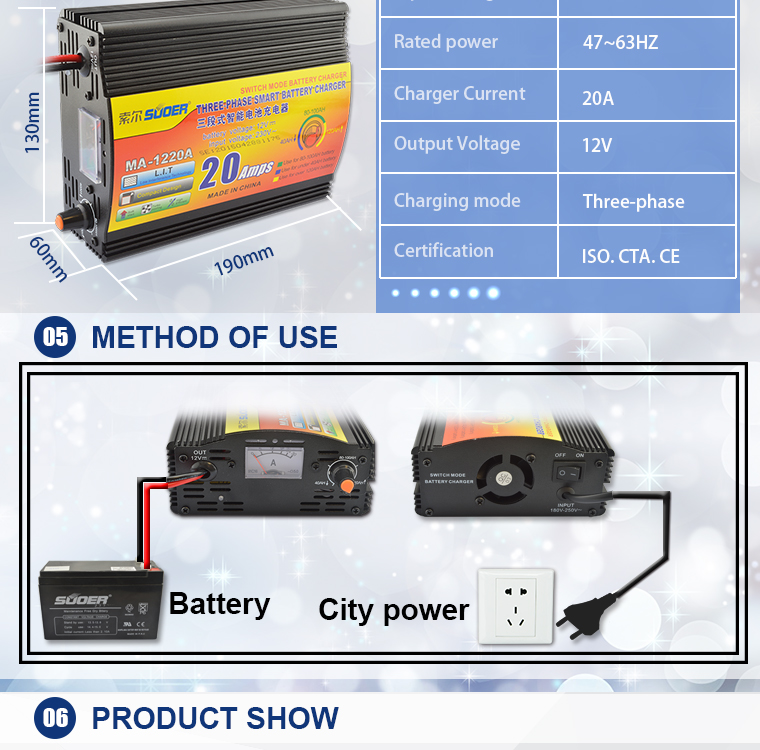 MA-1220A 12V Battery Charger Specification